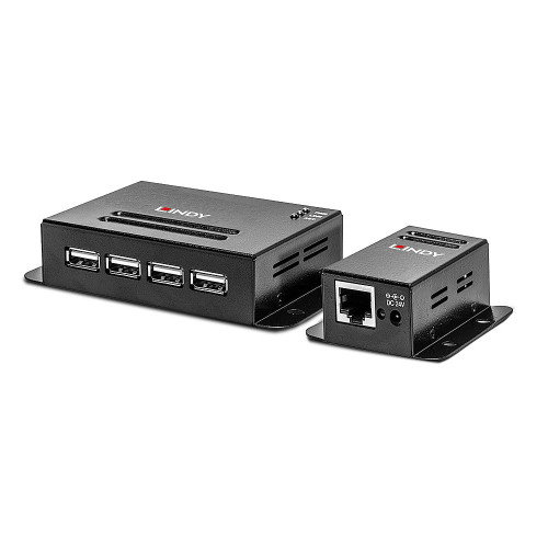 Lindy 4 Port USB 2.0 Cat.6 Extender, Extensor de 50m para Dispositivos USB, Conexión por Cable de Red