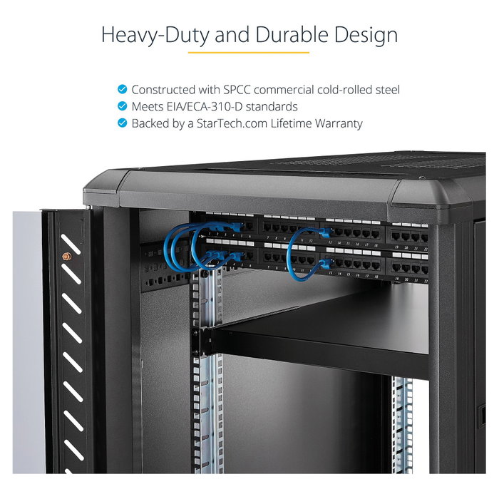 StarTech ADJSHELFHD Estante Ajustable 1U para Rack de 19 Pulgadas