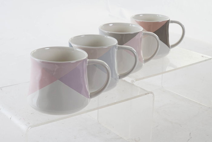 DKD Home Decor Tazas de Gres Multicolor, Pack de 12, 385ml