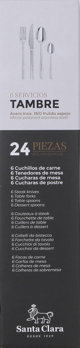 Santa Clara Cubertería 24 Piezas Acero Inoxidable Tambre (6 Unidades)