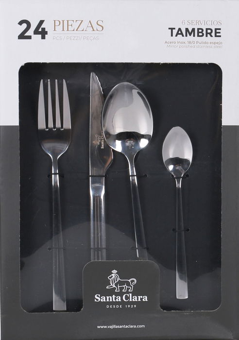 Santa Clara Cubertería 24 Piezas Acero Inoxidable Tambre (6 Unidades)
