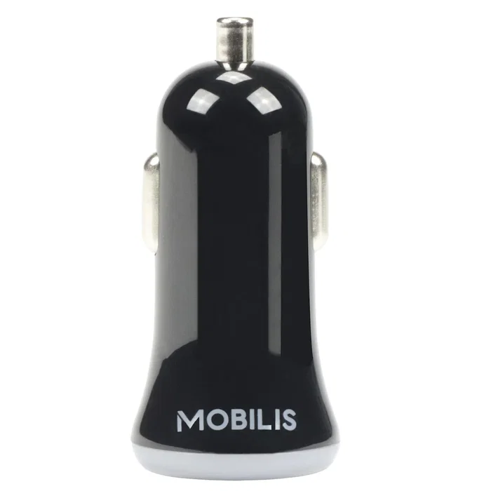 Mobilis 001280 Cargador de Coche USB 2.0 para Smartphone y Tablet, 2.1A, 5V, Alimentación por Encendedor, Negro