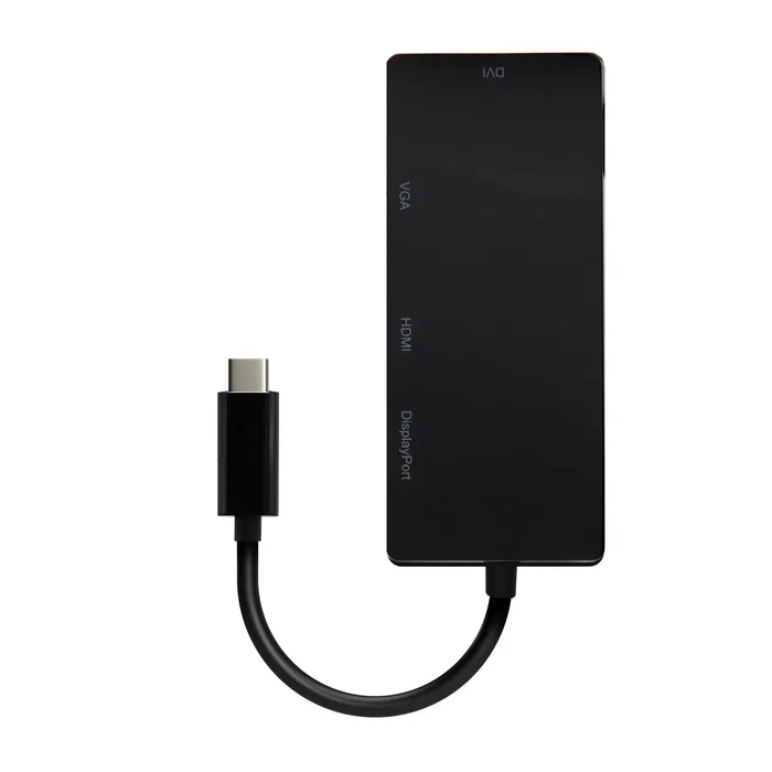 AISENS Conversor USB-C a DP/DVI/HDMI/VGA 4 en 1, Negro
