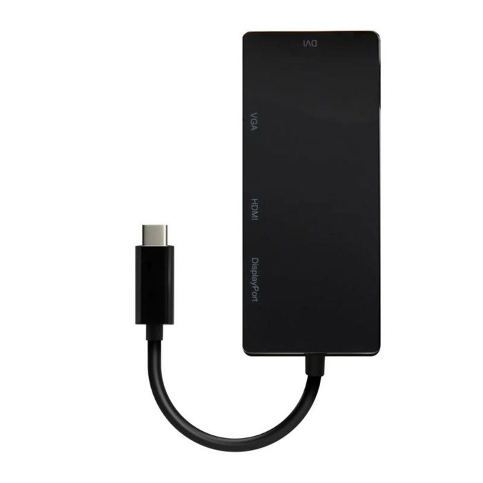 Aisens Conversor USB-C a DP/DVI/HDMI/VGA 4 en 1 Negro