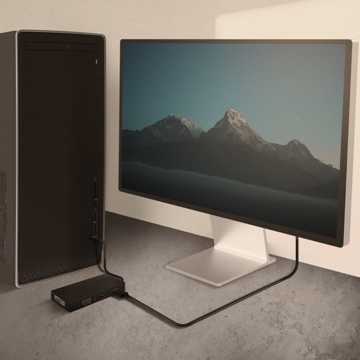 Aisens Conversor USB-C a DP/DVI/HDMI/VGA 4 en 1 Negro