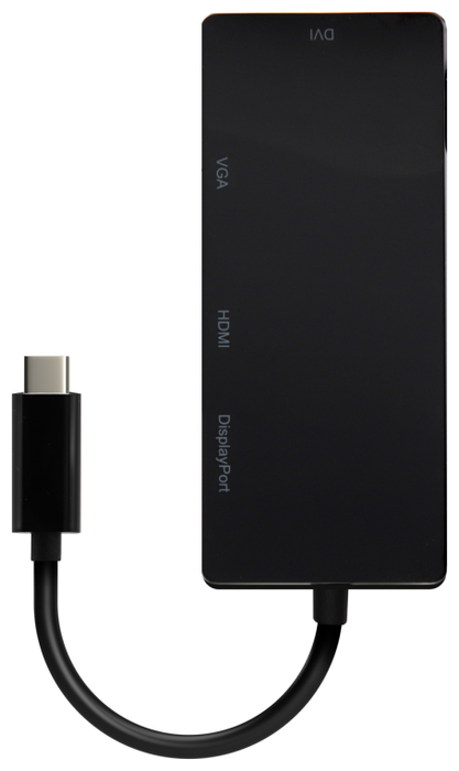 Aisens Conversor USB-C a DP/DVI/HDMI/VGA 4 en 1 Negro