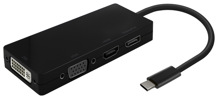 Aisens Conversor USB-C a DP/DVI/HDMI/VGA 4 en 1 Negro