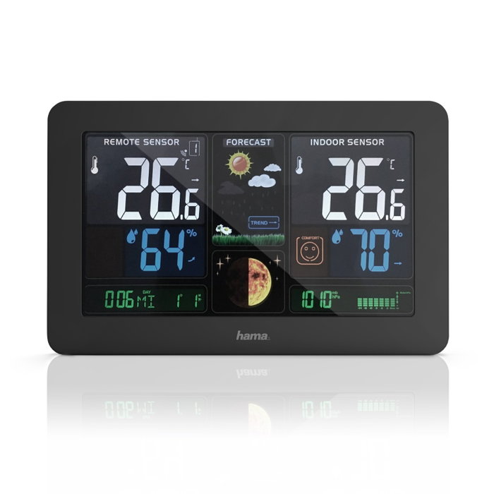 Hama Estación meteorológica Premium con pantalla LED a color y carga USB