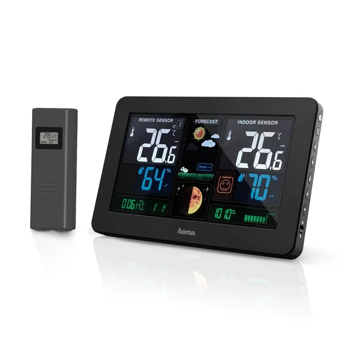 Hama Estación meteorológica Premium con pantalla LED a color y carga USB