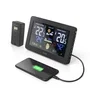 Hama Estación Meteorológica Premium con Reloj Radio DCF, Pronóstico del Tiempo, Sensor Exterior, Barómetro, Fases Luna y Puerto de Carga USB, Negro