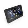 Hama Estación Meteorológica Premium con Reloj Radio DCF, Pronóstico del Tiempo, Sensor Exterior, Barómetro, Fases Luna y Puerto de Carga USB, Negro