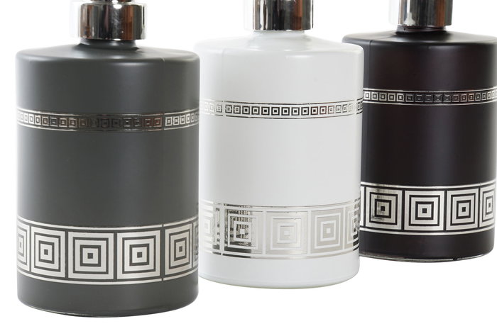 DKD Home Decor Dosificador Negro Blanco Cristal Abs 8 x 17 x 10 cm 450ml (12 Unidades)