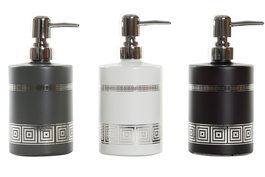 DKD Home Decor Dosificador Negro Blanco Cristal Abs 8 x 17 x 10 cm 450ml (12 Unidades)
