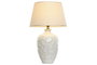 DKD Home Decor Lámpara de Sobremesa de Porcelana y Algodón Blanco con Hojas