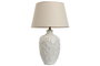DKD Home Decor Lámpara de Sobremesa de Porcelana y Algodón Blanco con Hojas