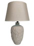 DKD Home Decor Lámpara de Sobremesa de Porcelana y Algodón Blanco con Hojas