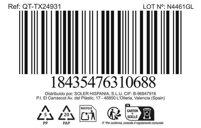 Inde Fiambrera Rectangular Hermética "Textury" 17.5 cm x 13.5 cm 600 cc (6 Unidades)