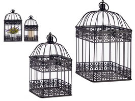 Giftdecor Set 2 Jaulas Metal Cuadradas Negro 18x35x18 cm (Set de 4)