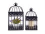 Giftdecor Set 2 Jaulas Metal Cuadradas Negro 18x35x18 cm (Set de 4)