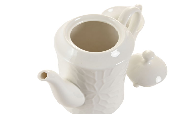 DKD Home Decor Pengjia flower 2025 Set de 6 Tazas de Porcelana y Bambú Blanco Natural Relieve 19 x 19 x 33 cm