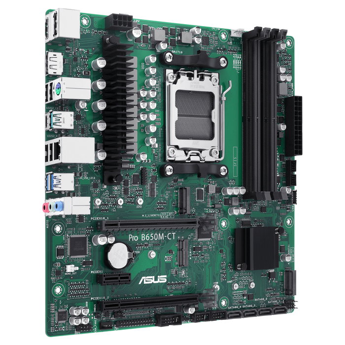 ASUS PRO B650M-CT-CSM Placa Base micro ATX (AMD B650, Socket AM5, DDR5, 128 GB max, 4x SATA, M.2, HDMI 2.1, DisplayPort, USB 3.2)