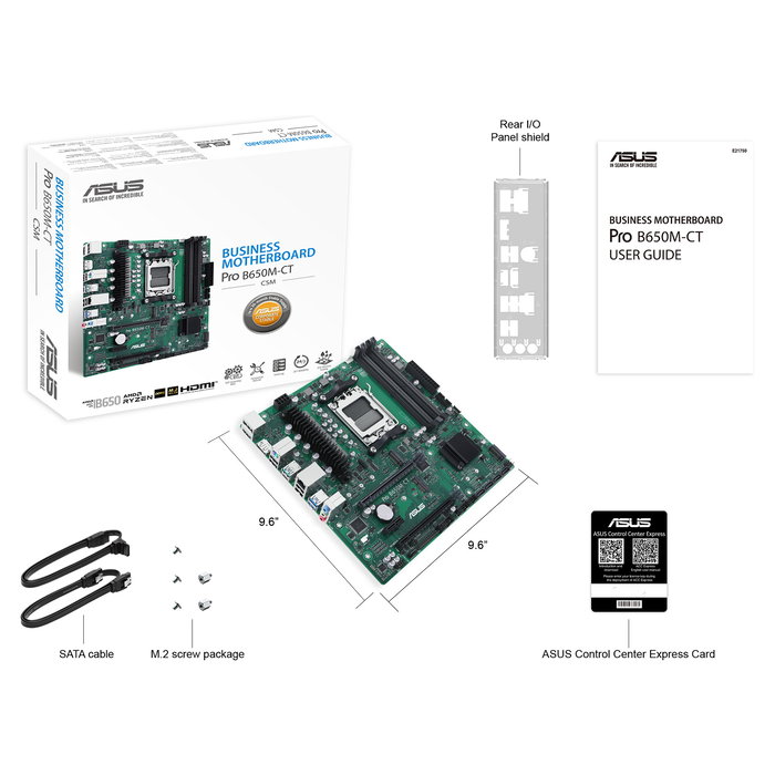 ASUS PRO B650M-CT-CSM Placa Base micro ATX (AMD B650, Socket AM5, DDR5, 128 GB max, 4x SATA, M.2, HDMI 2.1, DisplayPort, USB 3.2)