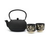 Bredemeijer Set de té Sichuan de hierro fundido con 2 tazas de porcelana, 1L, Negro