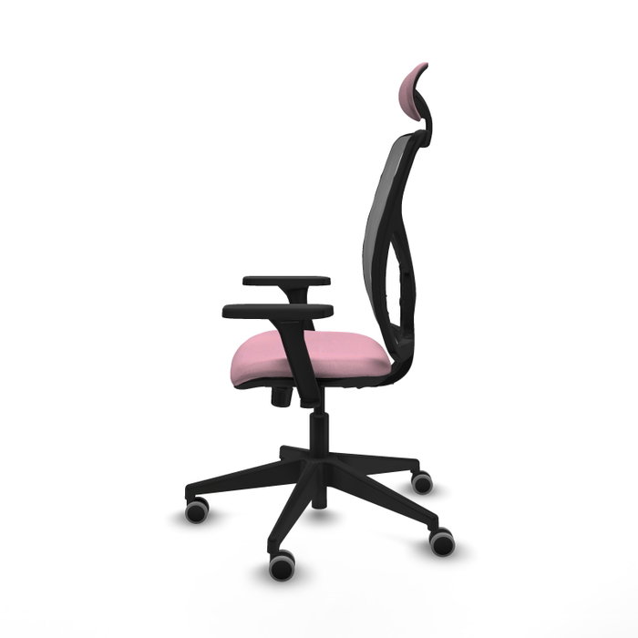 Silla de oficina Motilla con mecanismo Sincro tapizada con Tela color Rosa y malla color Gris. Equipada con lumbar 1D, Brazos 3D, Cabecero Fijo y Ruedas 65 mm parqué Silla de oficina Motilla con mecanismo Sincro tapizada con Tela color Rosa y malla color Gris. Equipada con lumbar 1D, Brazos 3D, Cabecero Fijo y Ruedas 65 mm parqué