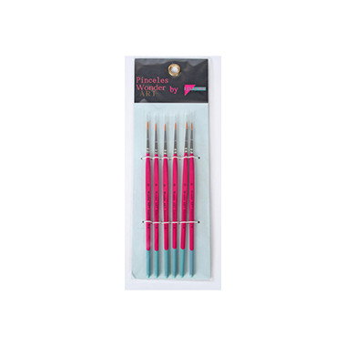 Pryse 6111000 Juego de pinceles para bellas artes, 6 piezas, pincel redondo, colores Azul, Rosa, Plata Pryse 6111000 Juego de pinceles para bellas artes, 6 piezas, pincel redondo, colores Azul, Rosa, Plata