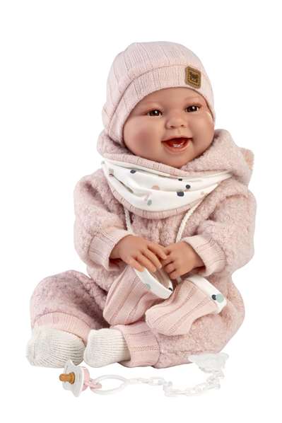 Tala Muñeca Bebé Recién Nacida Sonrisas con Sonidos - 44 cm, Incluye Chupete, Idioma Español, 3 Pilas LR44 Incluidas