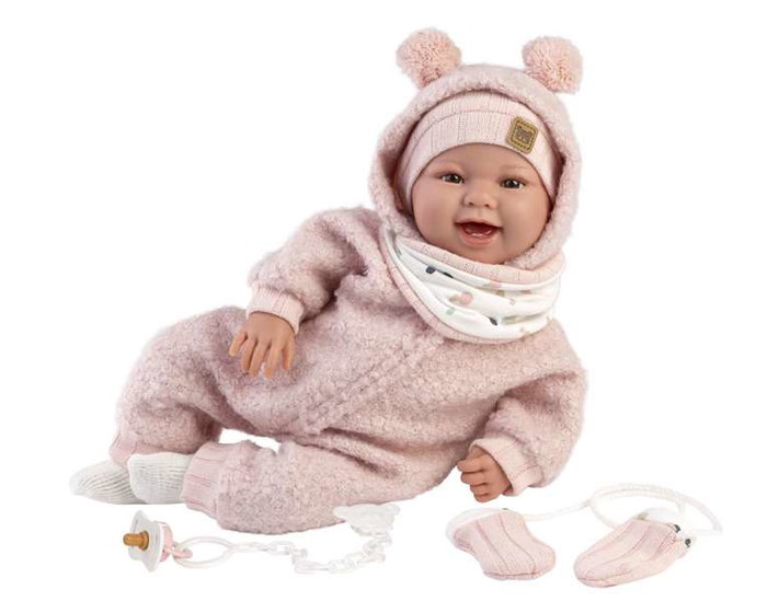Tala Muñeca Bebé Recién Nacida Sonrisas con Sonidos - 44 cm, Incluye Chupete, Idioma Español, 3 Pilas LR44 Incluidas