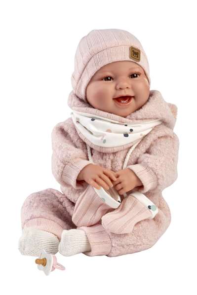 Tala Muñeca Bebé Recién Nacida Sonrisas con Sonidos - 44 cm, Incluye Chupete, Idioma Español, 3 Pilas LR44 Incluidas