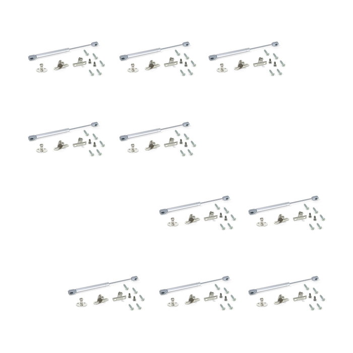 Emuca Lote de 10 pistones para puertas elevables H, 11kg, recorrido 80mm, con enganches, Acero y Plástico, Gris metalizado Emuca Lote de 10 pistones para puertas elevables H, 11kg, recorrido 80mm, con enganches, Acero y Plástico, Gris metalizado