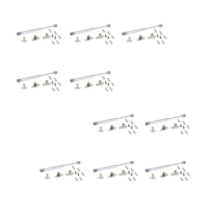 Emuca Lote de 10 pistones para puertas elevables H, 11kg, recorrido 80mm, con enganches, Acero y Plástico, Gris metalizado Emuca Lote de 10 pistones para puertas elevables H, 11kg, recorrido 80mm, con enganches, Acero y Plástico, Gris metalizado