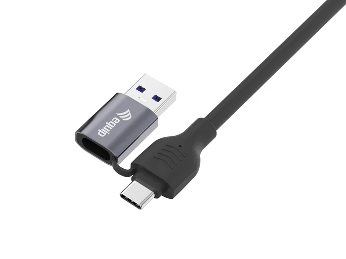 Equip Adaptador de red 2 en 1 USB-C + A a RJ45 Gigabit LAN, 2 m, Negro