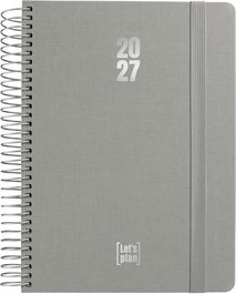 GRAFOPLAS Agenda Anual 2027 Fancy Espiral Tapa Extra Dura con Goma A5 Gris