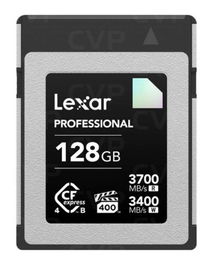 Lexar Tarjeta Profesional CFexpress 4.0 Tipo B 128GB, Velocidad Lectura 3700MB/s, Escritura 3400MB/s, VPG 400, LCXEXD4128G-RNENG