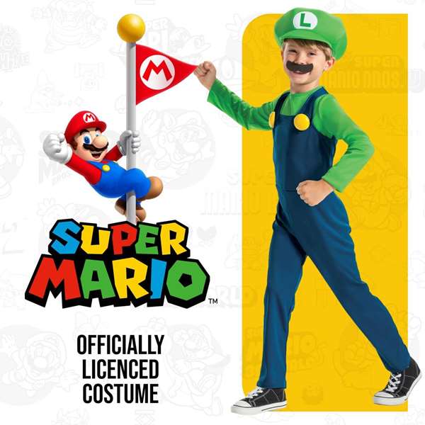 Nintendo Disfraz Luigi Lujo Talla 4-6 Años Nintendo Disfraz Luigi Lujo Talla 4-6 Años