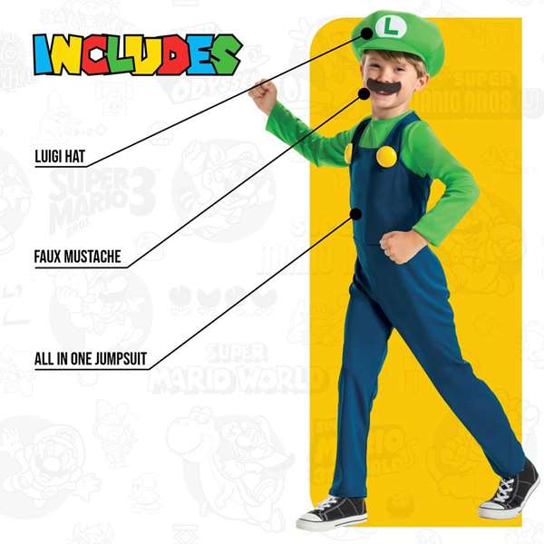 Nintendo Disfraz Luigi Lujo Talla 4-6 Años Nintendo Disfraz Luigi Lujo Talla 4-6 Años