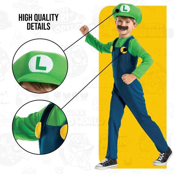Nintendo Disfraz Luigi Lujo Talla 4-6 Años Nintendo Disfraz Luigi Lujo Talla 4-6 Años