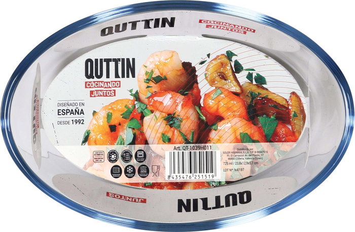 Quttin Fuente Vidrio Oval 23.8 x 13 cm 725 cc (6 Unidades)