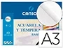 Canson Papel Acuarela DIN A3 370 gr Pack 6 Hojas Blanco Natural Ligeramente Alisado