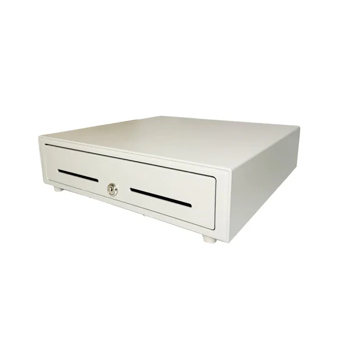 Premier 410 HQ-W Cajón de Efectivo Automático y Manual, Blanco, Acero, con Bandeja, 24V, 4 Compartimentos Billetes, 8 Monedas