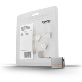 Lindy Bloqueador de Puertos USB sin Llave - Pack de 10, Código de Color: Naranja