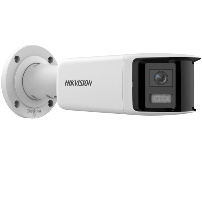 Hikvision Cámara IP bullet 4M AcuSense Panoramic lente dual 2.8mm WDR H.265+ IP67 Audio Alarma Luz Blanca 40m