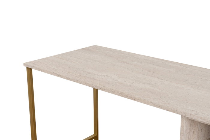 Nordure Escritorio de Estudio Travertino y Oro, 240cm An x 74cm Al x 60cm Prof Nordure Escritorio de Estudio Travertino y Oro, 240cm An x 74cm Al x 60cm Prof