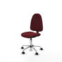 Silla de oficina Algarra con mecanismo Contacto permanente básico tapizada con Similpiel color Granate. Equipada con Base cromada, Sin brazos y Ruedas autofrenantes
