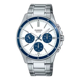 Casio MTP-1374D-7A2VDF con esfera blanca y correa de acero inoxidable
