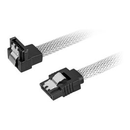 SHARKOON Cable SATA III 90° sleeve 0.45m Blanco Cable de Datos SATA 3 Macho/Macho Tasa de Transferencia 6 Gbit/s
