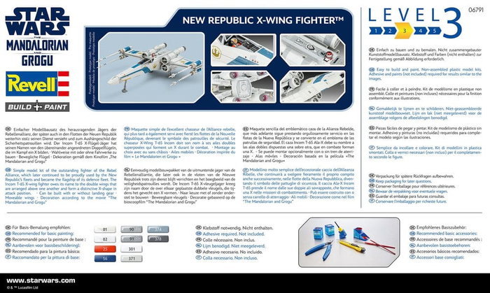 Star Wars The Mandalorian and Grogu Revell Kit de maquetas 1/57 New Republic X-Wing Fighter 22 cm